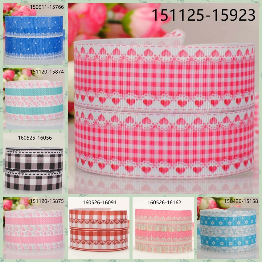 

10yards -different sizes - flowers pattern & dots ribbon printed Grosgrain ribbon