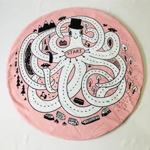 INS скандинавский белый и желтый Осьминог узор Круглый ковер детская игрушка ползающий коврик комнаты украшения