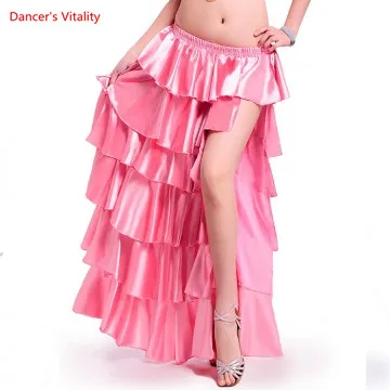 11 цветов, новинка, одежда для танца живота, длинные макси юбки, Женская юбка для восточных танцев живота, многослойная юбка для танцев - Цвет: Розовый