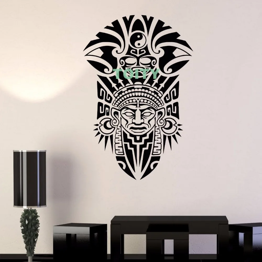 

Vinyl Wall Decal Shaman Ancient Tribal Mask Sticker Home Interior Decor Art Murals Window Stickers H86cm x W57cm/34" x 22.5"