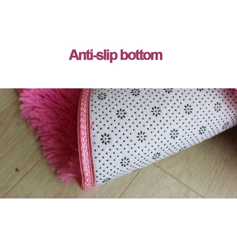 Soft Fluffy Shaggy Rectangle Carpet Floor Mat Living Room Decorative Blanket Area Rug Solid Color White Beige Pink Coffee Black