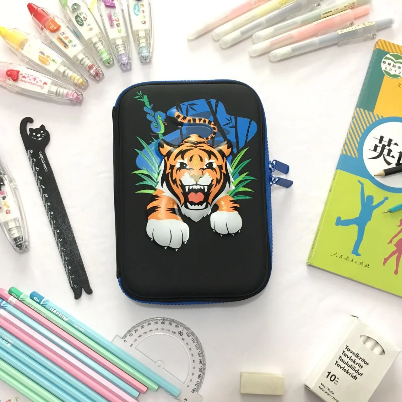 

Cartoon Big 3D Tyrannosaurus Rex Tiger Stationery Pencil Case for Boy Cute Animal Kawaii Pen Bag Case School for Kids C16 D40