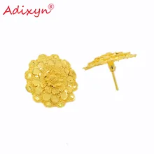 Adixyn круглый 2,8 см серьги гвоздики для женщин золотой цвет/медь украшения ручной работы подарки N02205