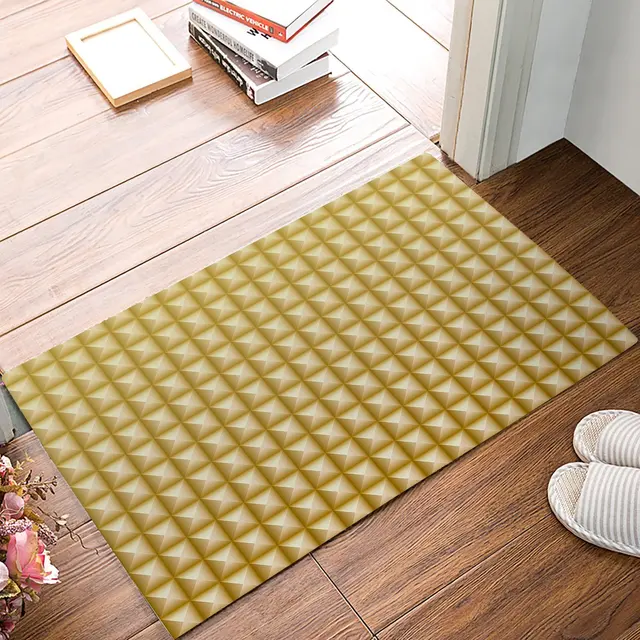 Yellow And White Gradient Square Grid Plaid Pattern Door ...