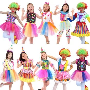 

Kids Girls Boys Cartoon Cute Clown Halloween Costume Cosplay Circus Fancy Dress Outfits