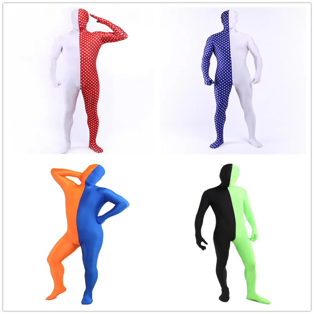 

Two color matching Lycra zentai suits costumes