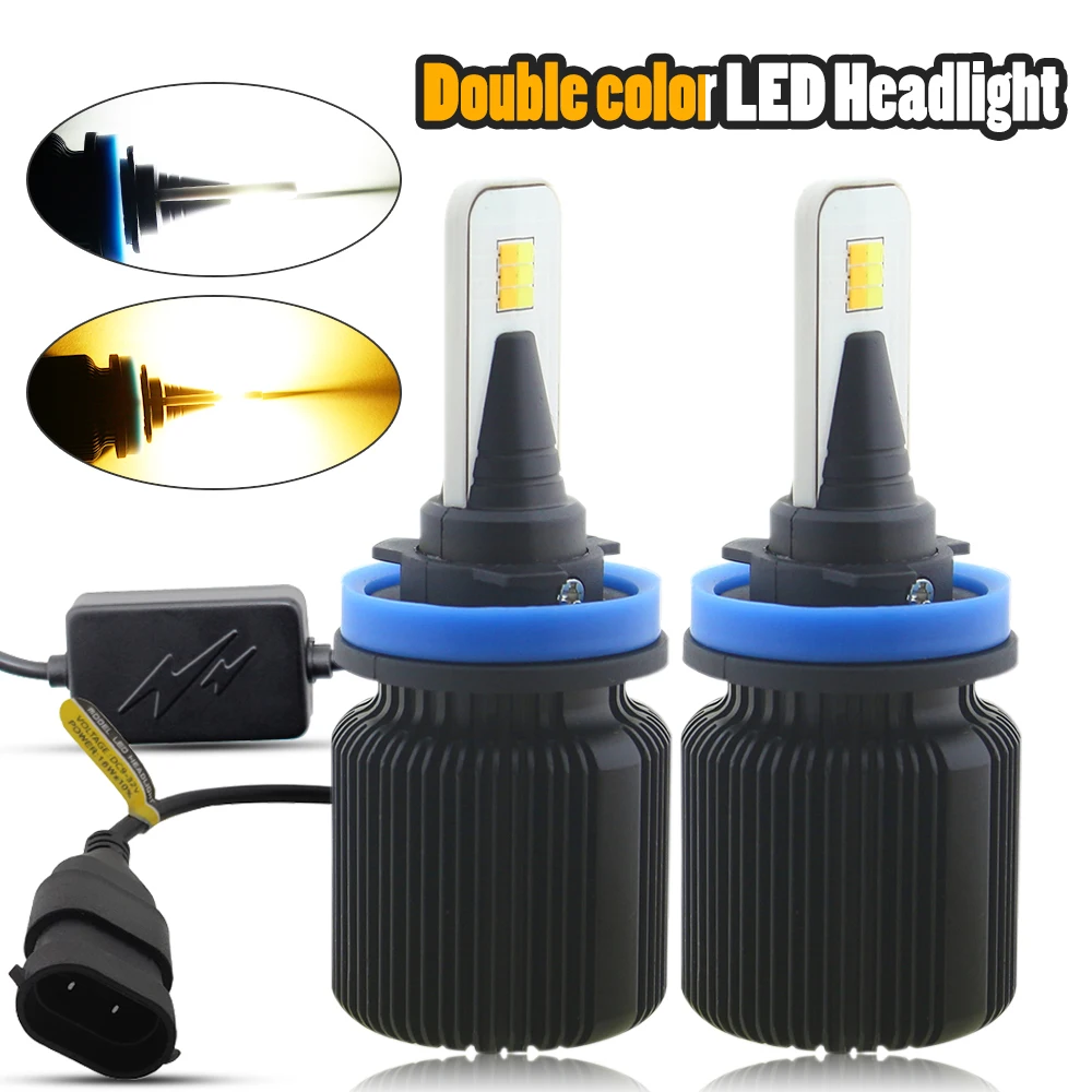 

H4 H7 H13 LED Car Headlight Bulbs H1 H3 H8 H9 H11 880 881 9004 9005 9006 9007 9012 Dual Color Auto Front Headlamp Fog Lights