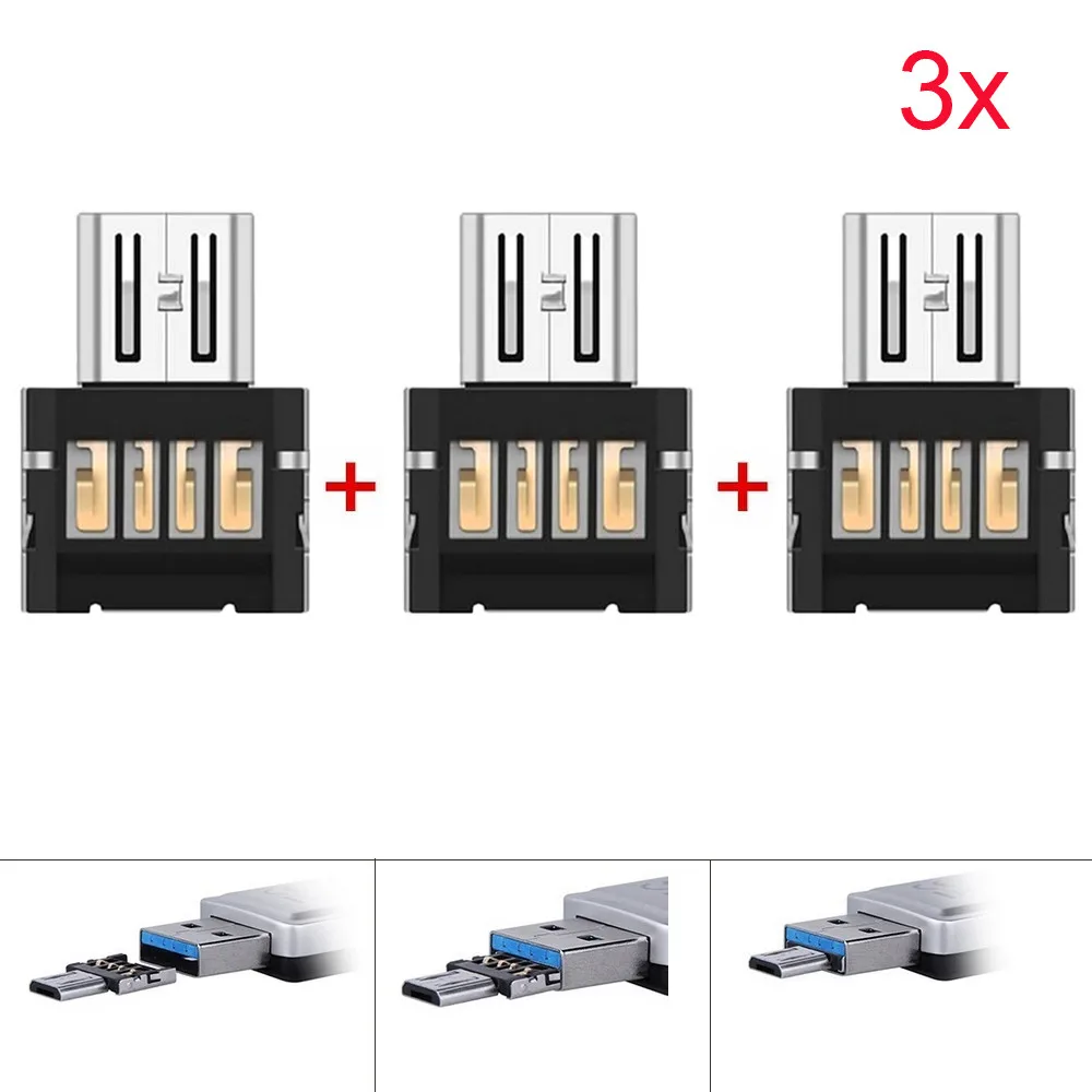 

Adapter Connectors 3Pcs Micro USB Male To USB Female OTG Adapter Converter For Android Tablet Phone #30