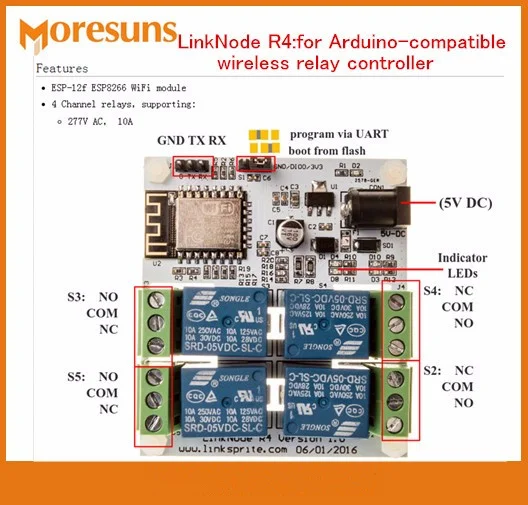 Free Ship for LinkNode R4for Arduino compatible wireless relay