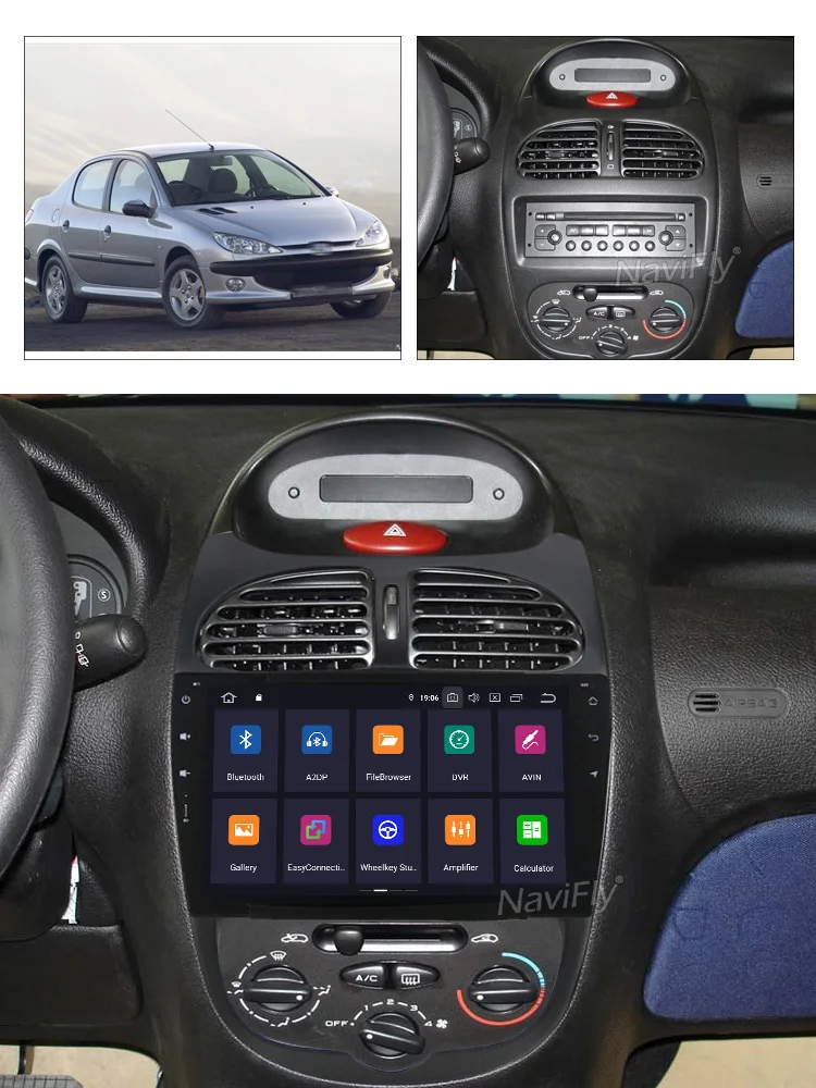 Best NaviFly GPS Navigation System Android9.0 Car DVD Player for Peugeot 206 2000-2016 Car Radio Stereo RDS BT 4G WiFi SWC free map 7