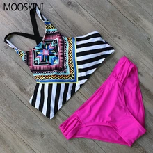 MOOSKINI 2017 Sexy Swimwear Women Brazilian Bikini Set High Neck Halter Printed Bathing Suit Push Up Sexy Summer Swimsuit Bikini(China (Mainland))