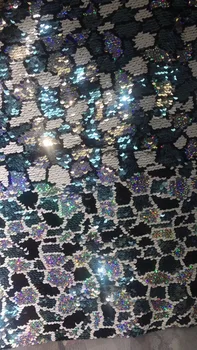 

French lace wedding dress fabric JIANXI.C-41805 sequins net fabric for fashion show