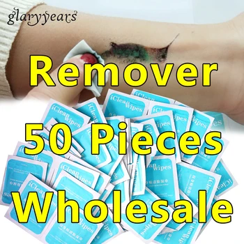 

glaryyears 50 Pieces Wholesale Temporary Tattoo Remove Clean Wipes Pad Professional Disposable Makeup Tool Cleansing Wipes Sefe
