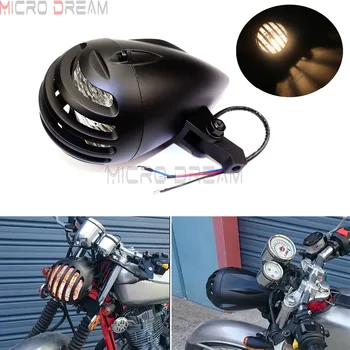 

4.5" Prison Grill Cover Headlights Motorcycle Billet Bar Mount Head Lamp For Harley Chopper Bobber Sportster Roadster Custom