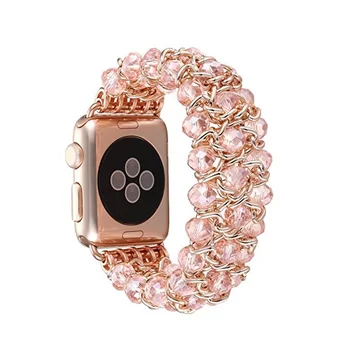

chic ladies bracelet beads for Apple Watch crystal bracelet iWatch 3 handmade jewelry movement gemstone Unique design
