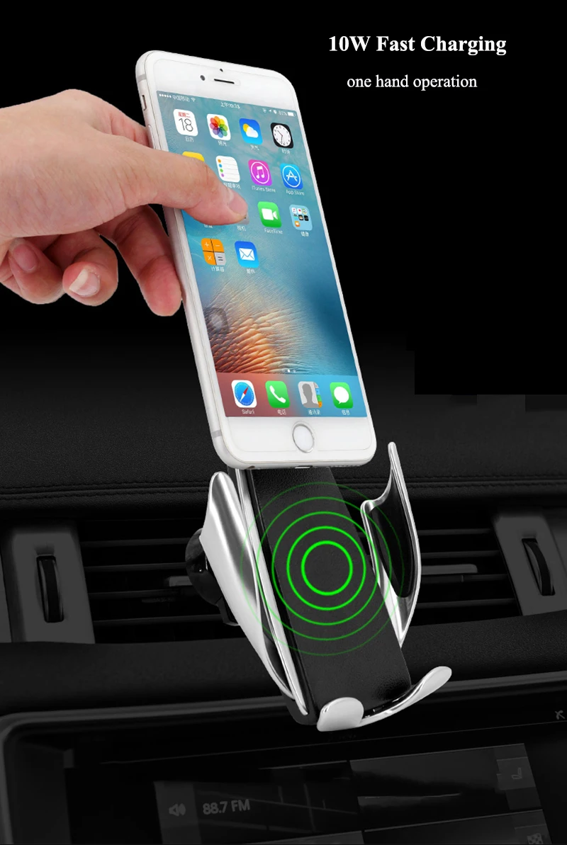 02Magic Auto Clamp Car Wireless Charger 10W Fast Charging Mount 
