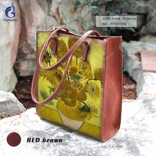 Gamystye Ван Гог принты с подсолнухами сумки с верхней ручкой женские сумки из натуральной кожи модные ручная роспись граффити Сумки-мессенджеры