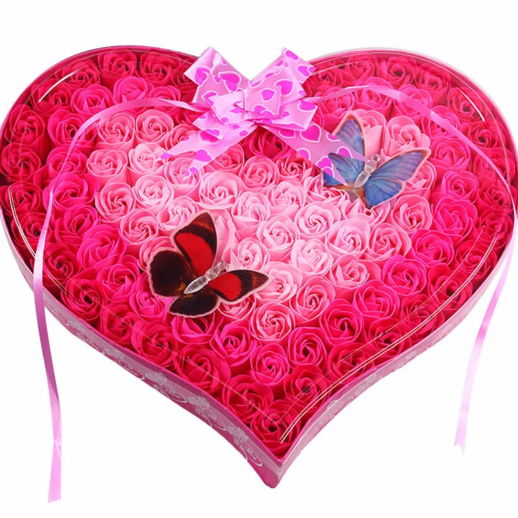  Top Butterfly Purple Gradient 100pcs/box Soap Rose Flower Wedding Gifts For Guests Mother's Day Bed - 32813330605