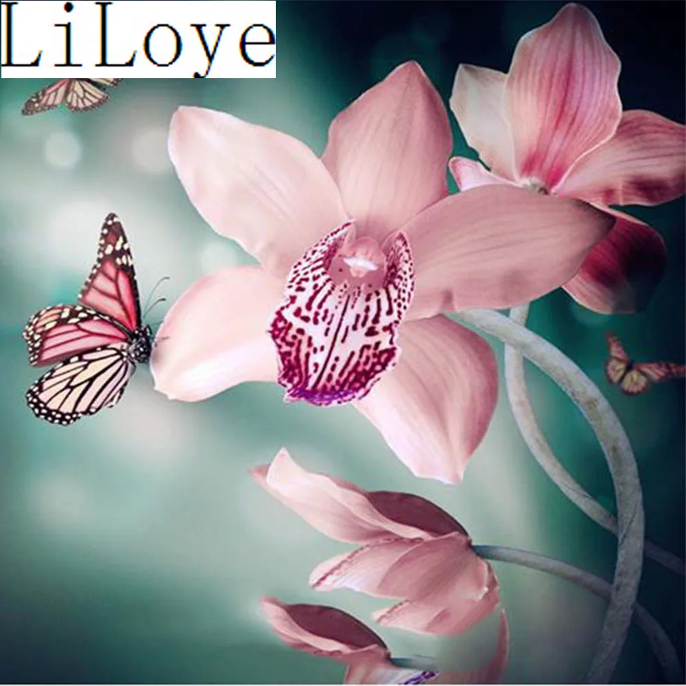 

LI LOYE Diamond Painting Cross Stitch Flowers butterfly Diamond Embroidery icon Diamond Mosaic Rhinestones Decor Paintings RT179