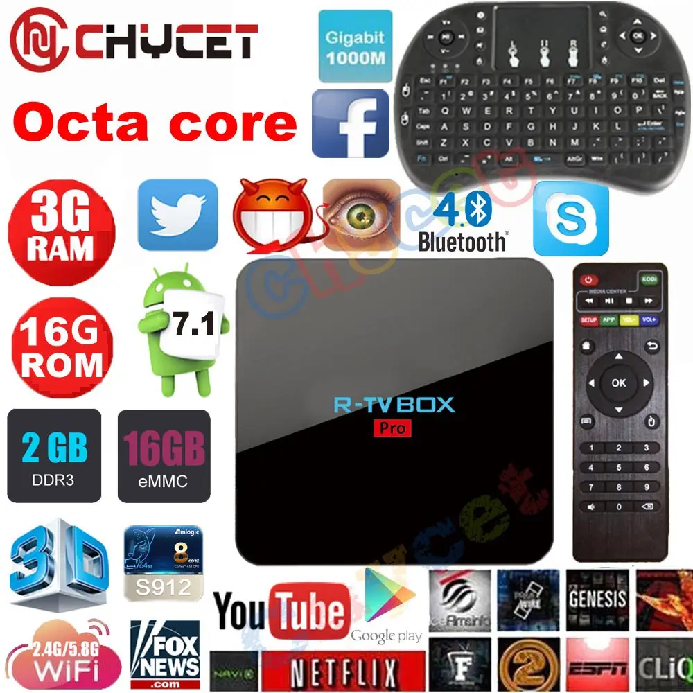 Prix pour R TV BOX Pro Android 7.1 TV Box Amlogic S912 Octa base Android 7.1 3G 16G 2G 16G 2.4G/5G WIFI 3D/4 K Smart TV BOÎTE PK H96 pro X92 Prix pour R TV BOX Pro Android 7.1 TV Box Amlogic S912 Octa base Android 7.1 3G 16G 2G 16G 2.4G/5G WIFI 3D/4 K Smart TV BOÎTE PK H96 pro X92