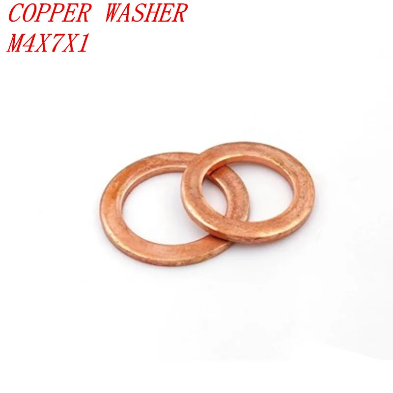 50PCS Copper washer M4*7*1 Copper Sealing Washer For Boat Crush Washer Flat Seain Washers from