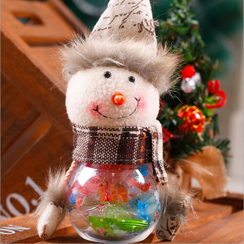 1Pcs Plastic Candy Jar Christmas Theme Small Gift Bags Christmas Tree Ornaments Christmas Crafts Home Party Decorations