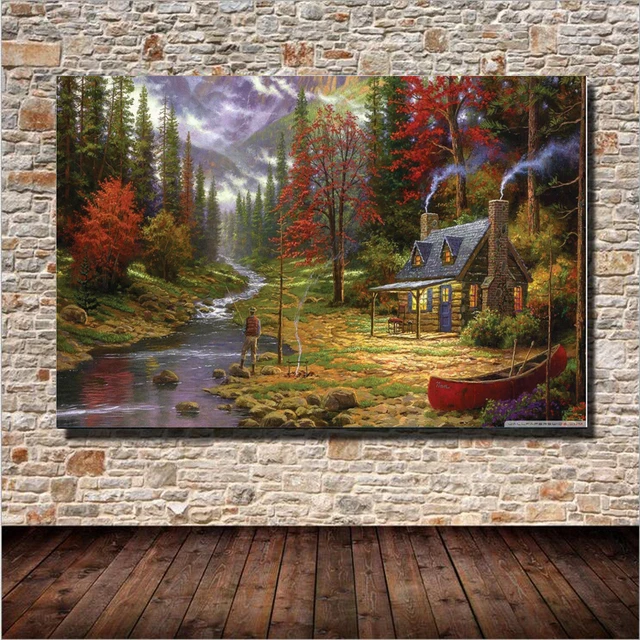 Cabin Wall Art aliexpress : buy 1 plane forest cabin famous landscape oil Cabin Wall Art aliexpress : buy 1 plane forest cabin famous landscape oil