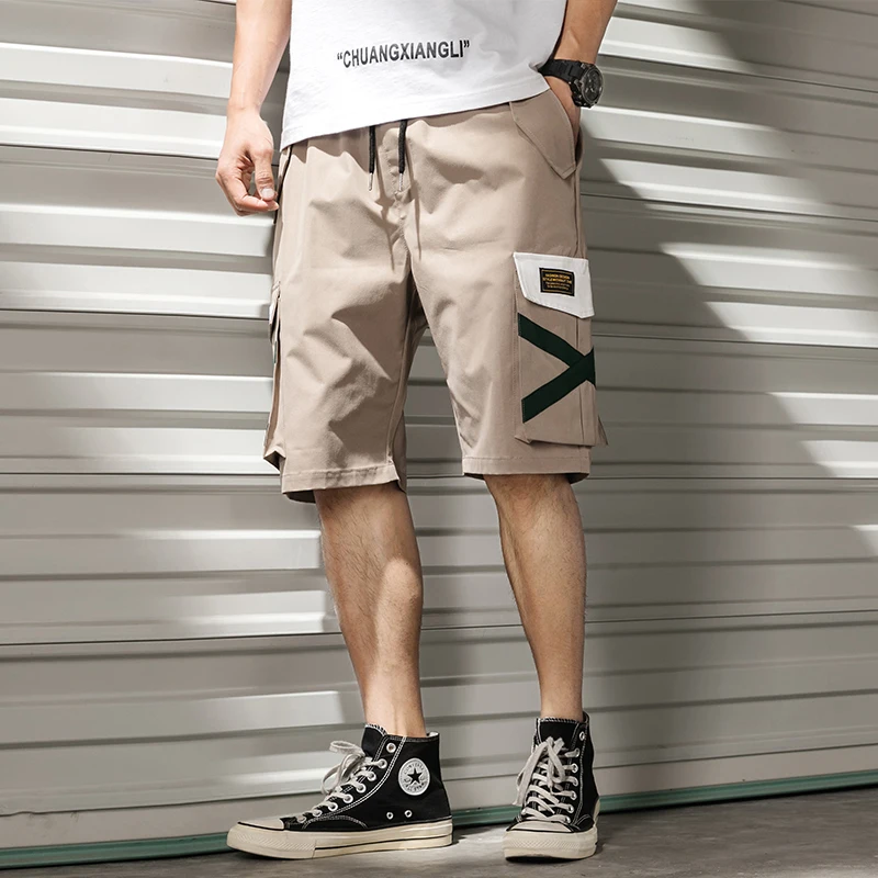Мужские шорты Карго летние прямые однотонные повседневные шорты с эластичной талией до колена спортивные мужские шорты