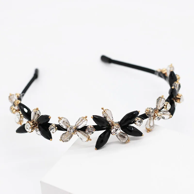 Baroque simple small particle geometry rhinestone pearl dance street shooting leisure travel headband 952 - Окраска металла: 3