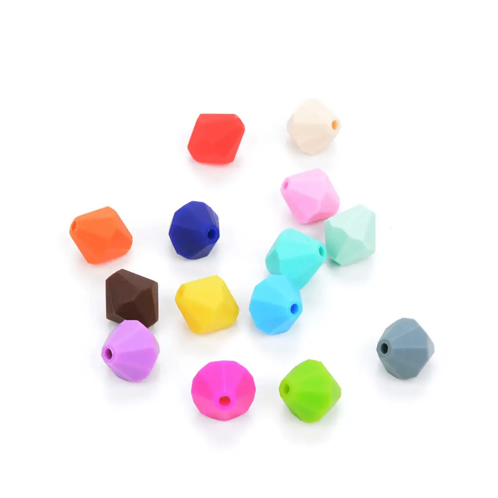 100pcs/lot Diamond Silicone Beads For Silicone Necklace Chew beads Food Grade DIY Jewelry Baby Toy For Teeth BPA Free