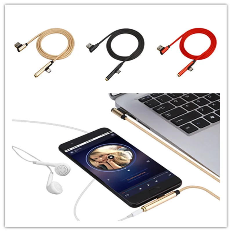 100 шт. 2 в 1 Тип usb C аудио 90 градусов 3 USB-C штекер 5 мм для наушников разъем USB 0