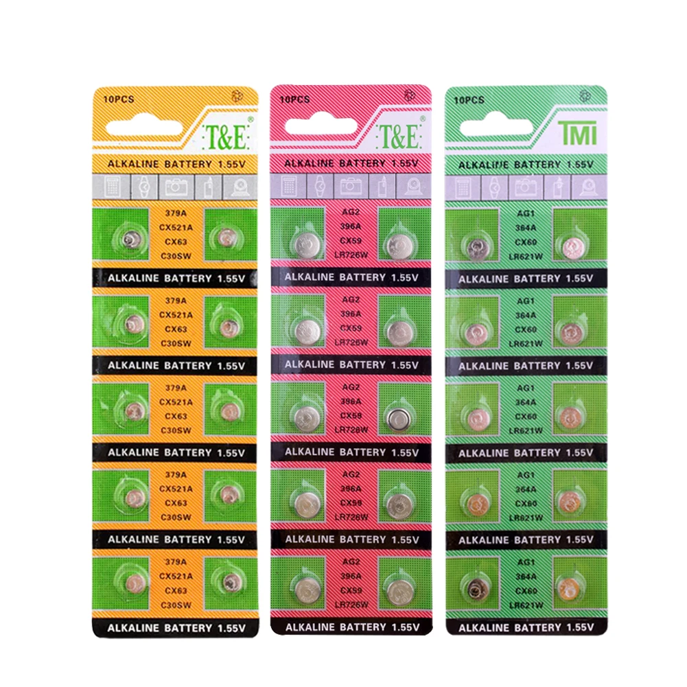 YCDC 10 шт. AG4 батареи 1 5 V AG0 AG1 AG2 AG3 AG5 SR521SW LR621 SR626 SR754 361 CX69 щелочной аккумулятор Кнопка