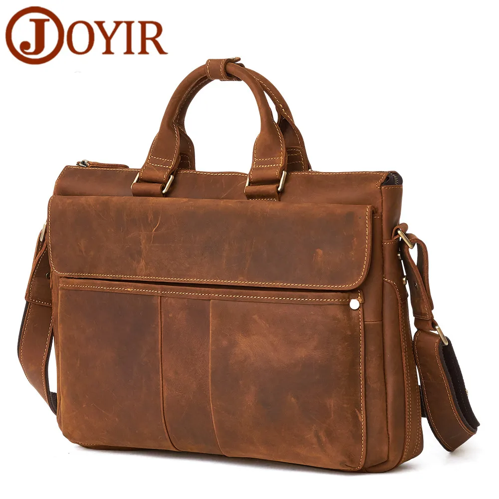 JOYIR العلامة التجارية الرجال حقائب خمر الذكور حقيبة يد رجال الأعمال محمول جلد أصلي للرجال Crossbody حقيبة كتف