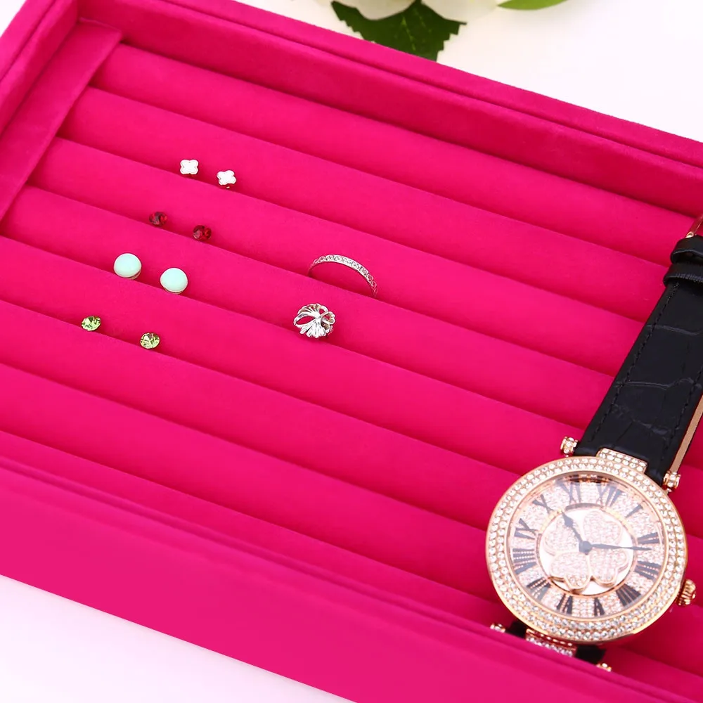 Абсолютно новые часы ювелирные аксессуары коробка 8 слотов Lint случае ювелирные изделия Кольцо Серьги часы упаковочная коробка для хранения Органайзер подарок на день рождения