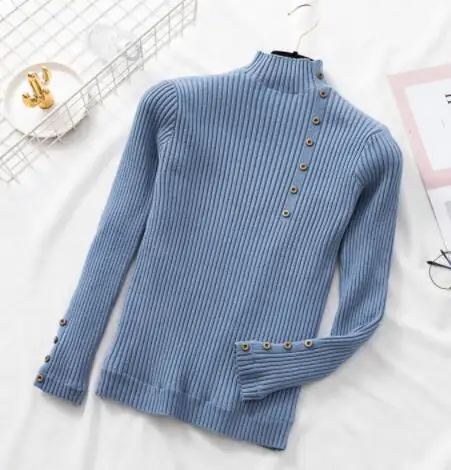 SEDUTMO зимний бархатный женский свитер, пуловеры, толстый теплый вязаный джемпер с длинным рукавом, сексуальный тонкий базовый свитер, черный топ ED626 - Цвет: Синий