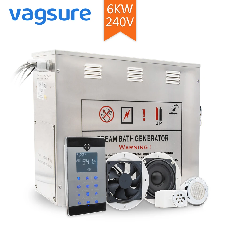 

Vagsure 304 Stainless Steel Steam Generator 6KW 240V Shower Cabin Controller bluetooth Portable Sauna Spa Room Bath Accessories