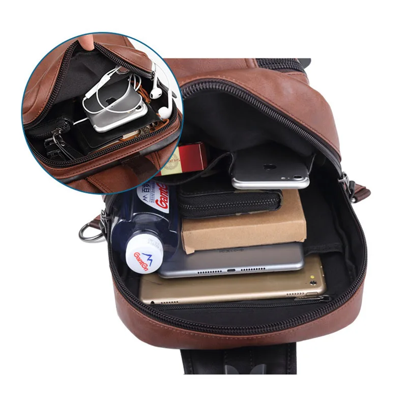  Zebella Brand Men's Shoulder Bag Vintage Men Crossbody Bag Men Chest Bags Casual Fashion PU Leather - 32792035166
