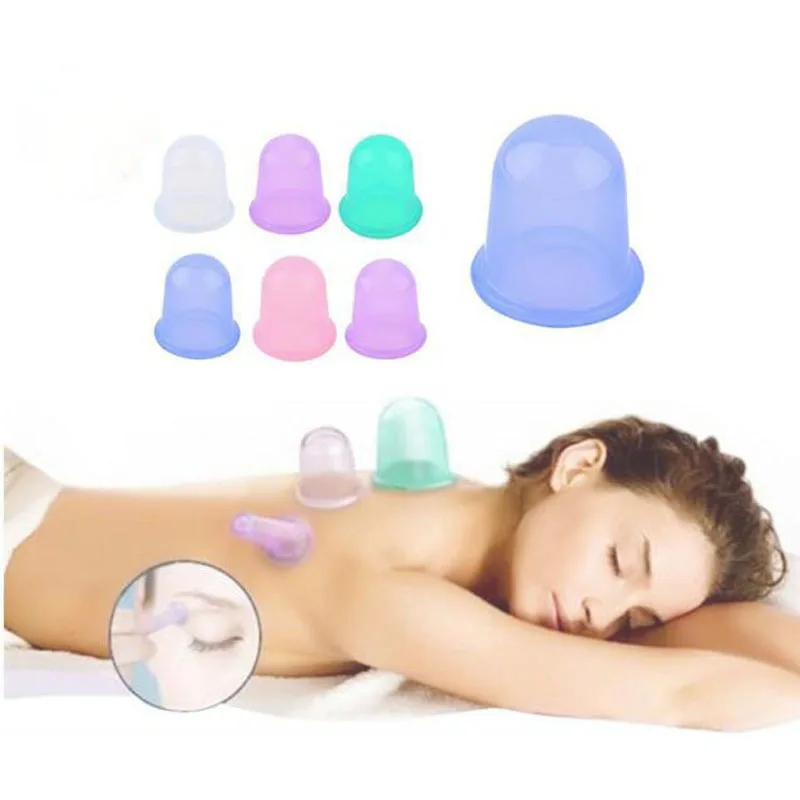 

Medical Silicone Anti Cellulite Massage Cupping Cup Set 4 Cups/Set Silica Massageador Treatment for Body/ Facial/Eye Massage