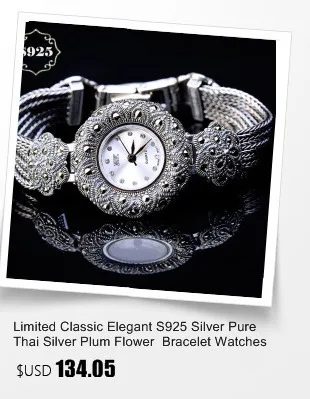 Ограниченная серия классический элегантный S925 серебро Настоящее тайское серебро браслет часы тайский процесс горный хрусталь браслет