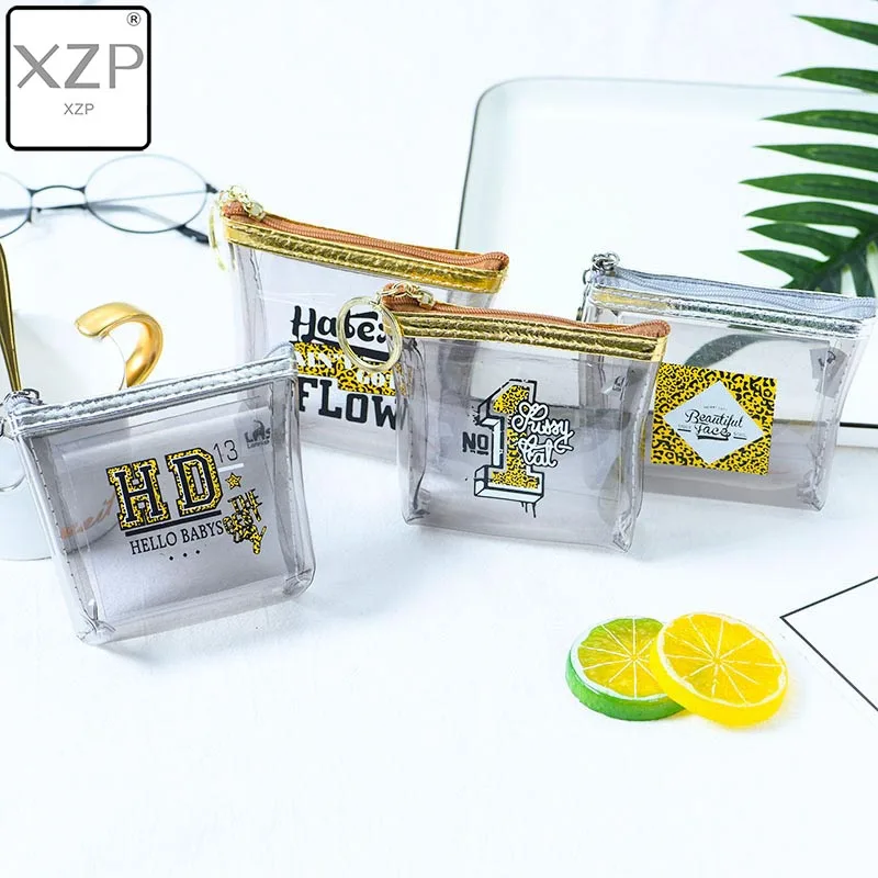 

XZP 2019 Transparent Leopard Letter Small Coin Purse Mini Square Wallet Bag Zipper Coin Pouch Purses Holder Women Coin Wallets