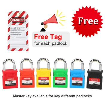 

Lockey Free tag 10pcs/lot 25mm Security Steel Shackle Safety Padlock Lock Loto Lockout Tagout