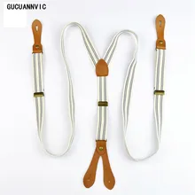 Высококачественная модная кожаная подтяжка в полоску, эластичные 4 подтяжки на кнопках для мужчин и женщин, Бронзовая Кнопка регулировки досуга