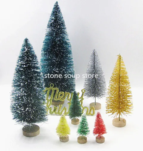 

2-12pcs Mini Christmas Tree Natural Sisal yarn Pine Small Tree Placed in the desktop Xmas decoration for home Diy craft 8sizes