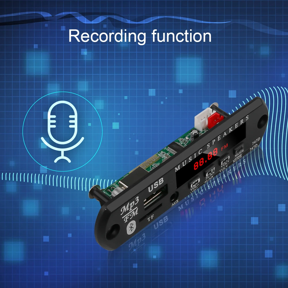 5 V-12 V автомобильный Bluetooth MP3 плеер модификации комплект Беспроводной с приемом УКВ-диапазона и MP3 Плата декодера стандарта USB 3,5 мм Музыка Аудио Адаптер reallac