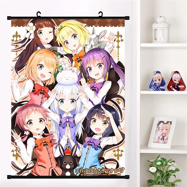 Y Аниме Gochuumon wa Usagi Desu ka? Hoto Kokoa Kafuu настенная прокрутка настенный плакат Otaku коллекция домашнего декора искусство - Цвет: Y