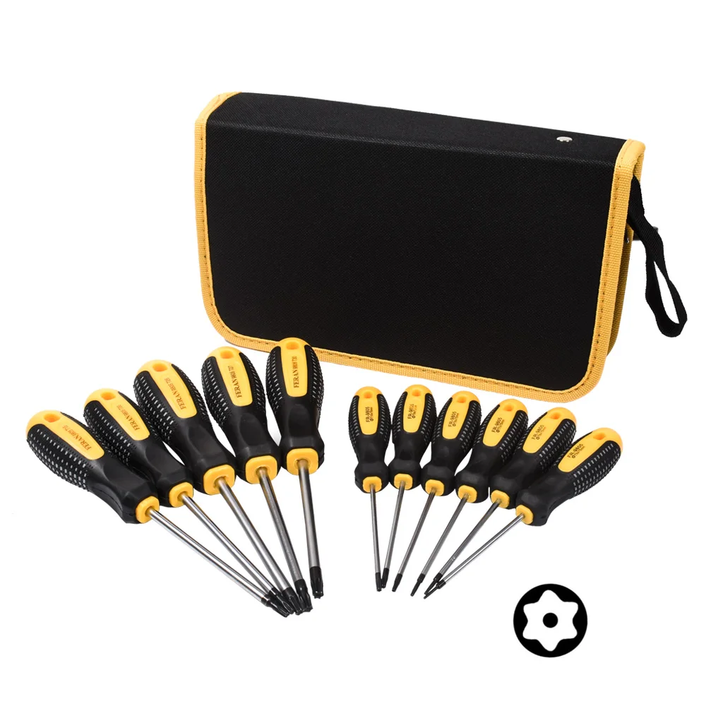 

11Pcs Cr-V Torx Screwdriver Set T5-T30 Screw Driver Kit with Hole Magnetic for Telephone Repair Hand Tool Set with Carrying Bag