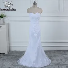 In Stock White Ivory Applique Lace With Beading Wedding Dress Bandage Dropped Bridal Dress Robe De