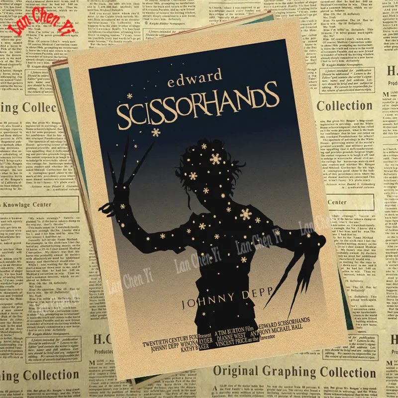 Эдварда Scissorhands винтажная крафт-бумага классический фильм постер художественные изделия для стен бумага краска Наклейка Декор кафе - Цвет: Фиолетовый