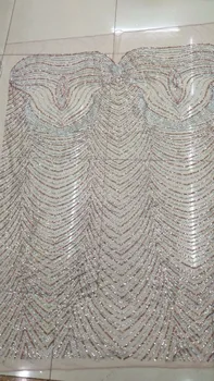 

on sale sequin lace fabric Top selling ZH-6659 french african glued glitter sequence lace fabric