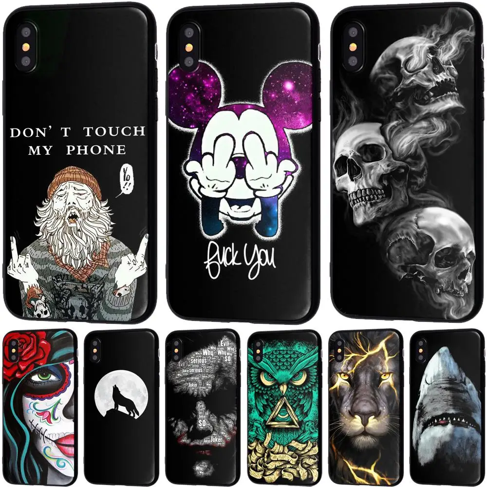

YIKS Phone Case For iPhone 6 6s 7 8 Plus X XR XS Max 5 5s SE Cool Shark Owl Lion Soft TPU For iPhone X Phone Case